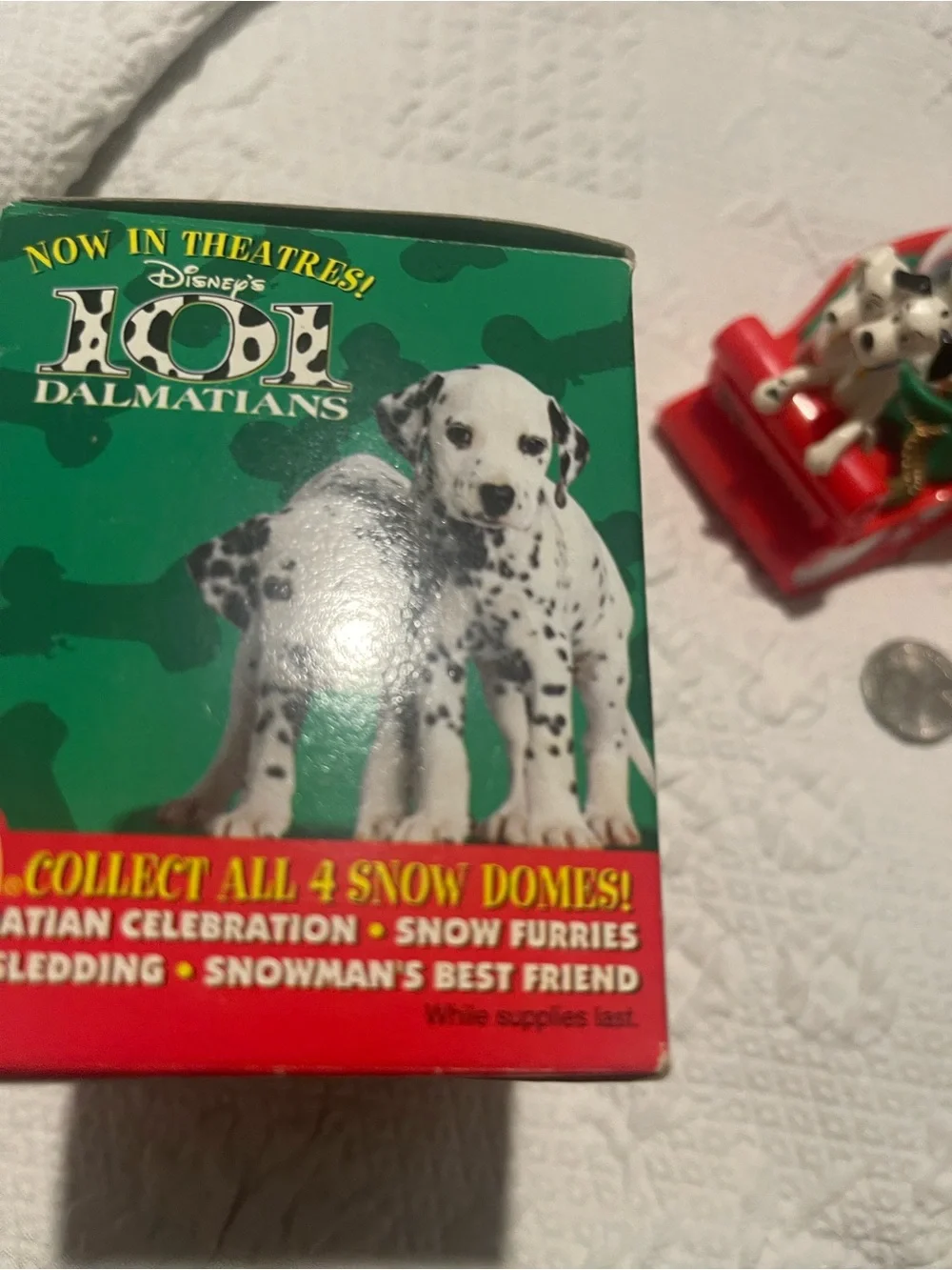 Disney 101 Dalmatians Red Yellow Green Snow Dome Set